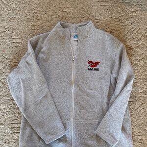 Maine Embroidered Gray Woman’s  Zip-Front Fleece Jacket
